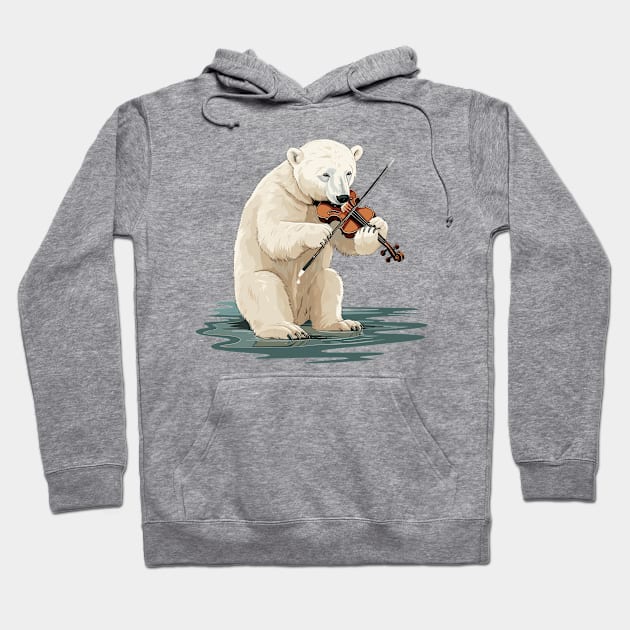 Polar Bear Playing Violin Hoodie by Graceful Designs